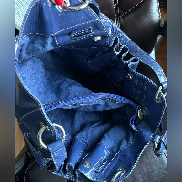 Furla Large patent Leather Shiny Blue Hobo Bag - Picture 11 of 16